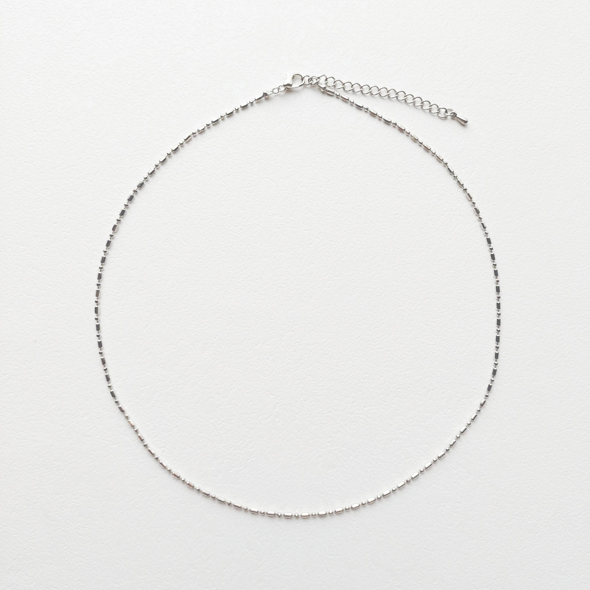Cylinder Ball Chain Necklace/Silver Color | 4枚目